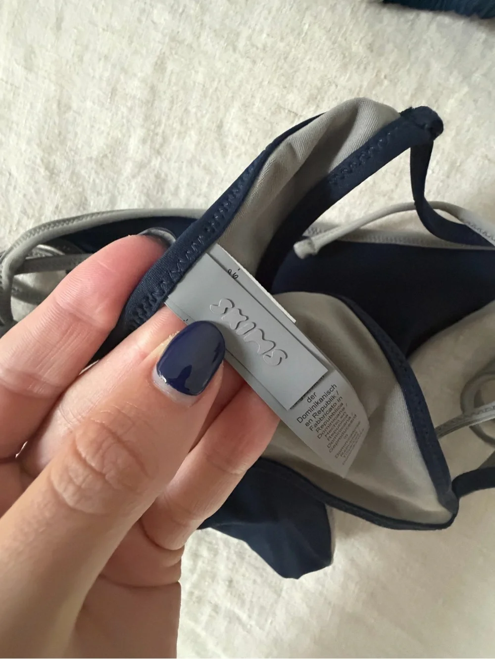 Skims Navy Blue Bikini with Gray Trim - Two-Piece String Set